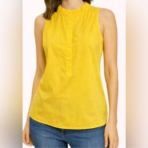 Kenar Vibrant Yellow Ruffle Collar Sleeveless Blouse (Size S)